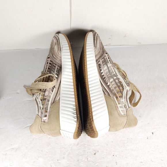 SOFTWAVES Women's Ardi US9,5-10 Sand Leather Raffia Woven Platform Sneakers - Picture 10 of 16